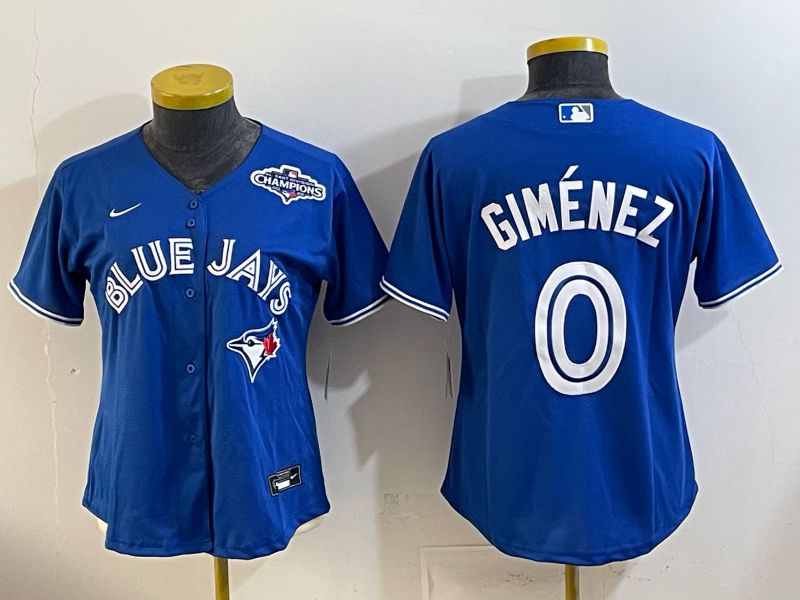 Women 2026 Toronto Blue Jays #0 Gimenez Blue Game Nike MLB Jersey style 005